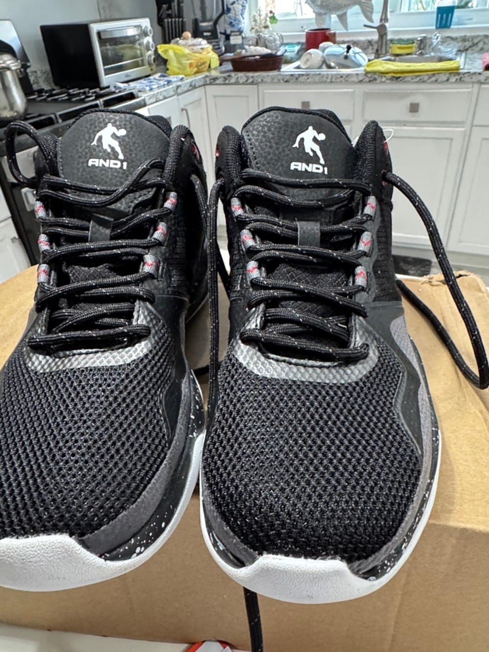 And1 Black and Gray Mesh Basketball Sneakers with White Accents